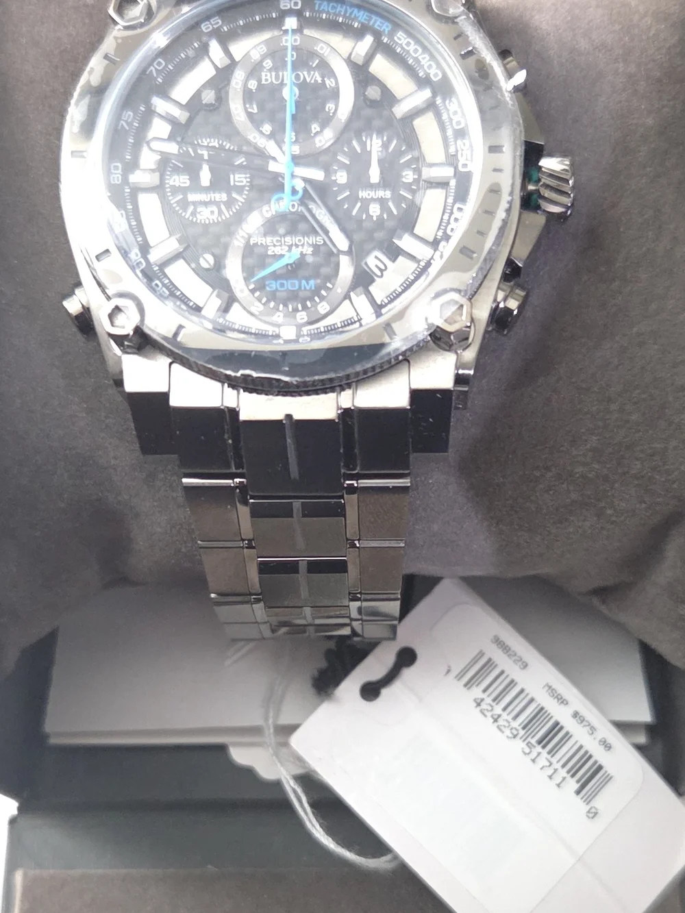 Bulova Precisionist 98B229 Black and Blue Men's Multifunction Chronograph Watch
